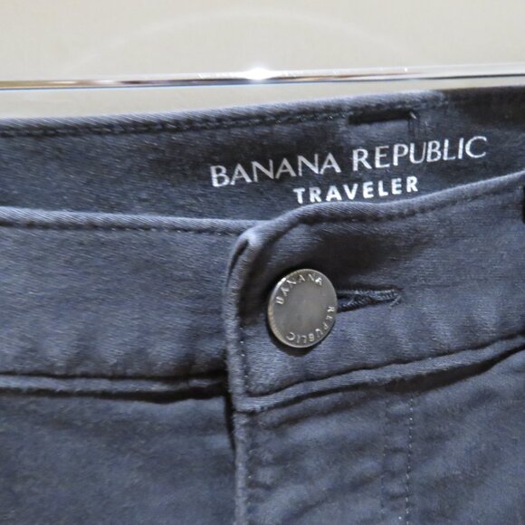 BANANA REPUBLIC Slim Traveler Pant in Dark Gray Minimalist Travel Stretch Cotton - Picture 7 of 13
